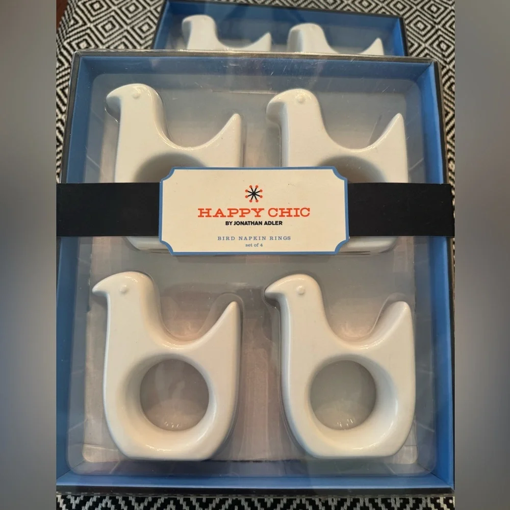 Jonathan Adler Happy Chic Bird Napkin Rings - 2 sets